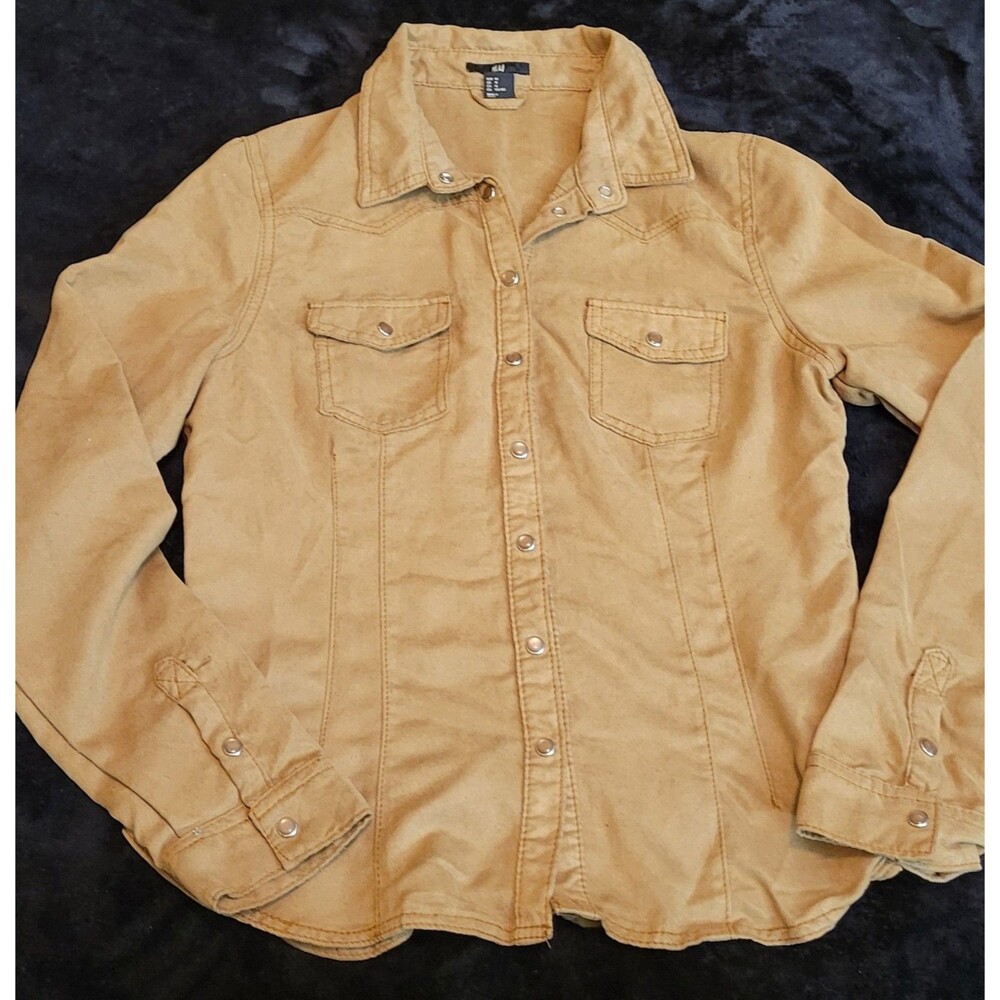 Woman's H & M Long Sleeve Snap Button Western-style Shirt Size 14